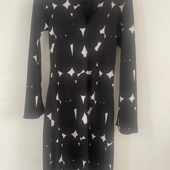 KENNENTH COLE Black & White Geometric Patterned Dress Long Sleeve XS - Picture 2 of 3